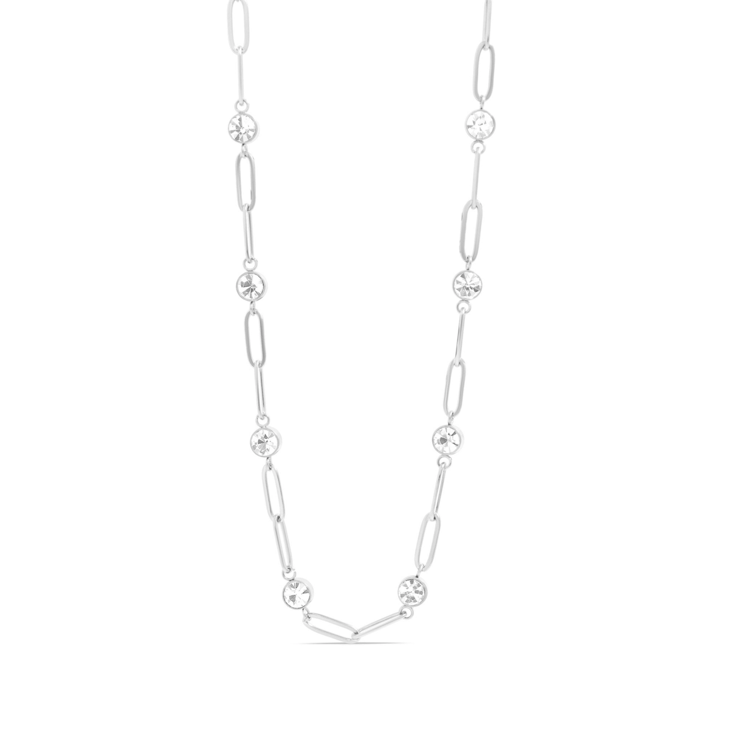 Station Stone Paperclip Chain Necklace