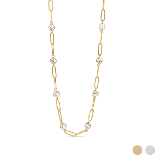 Station Stone Paperclip Chain Necklace