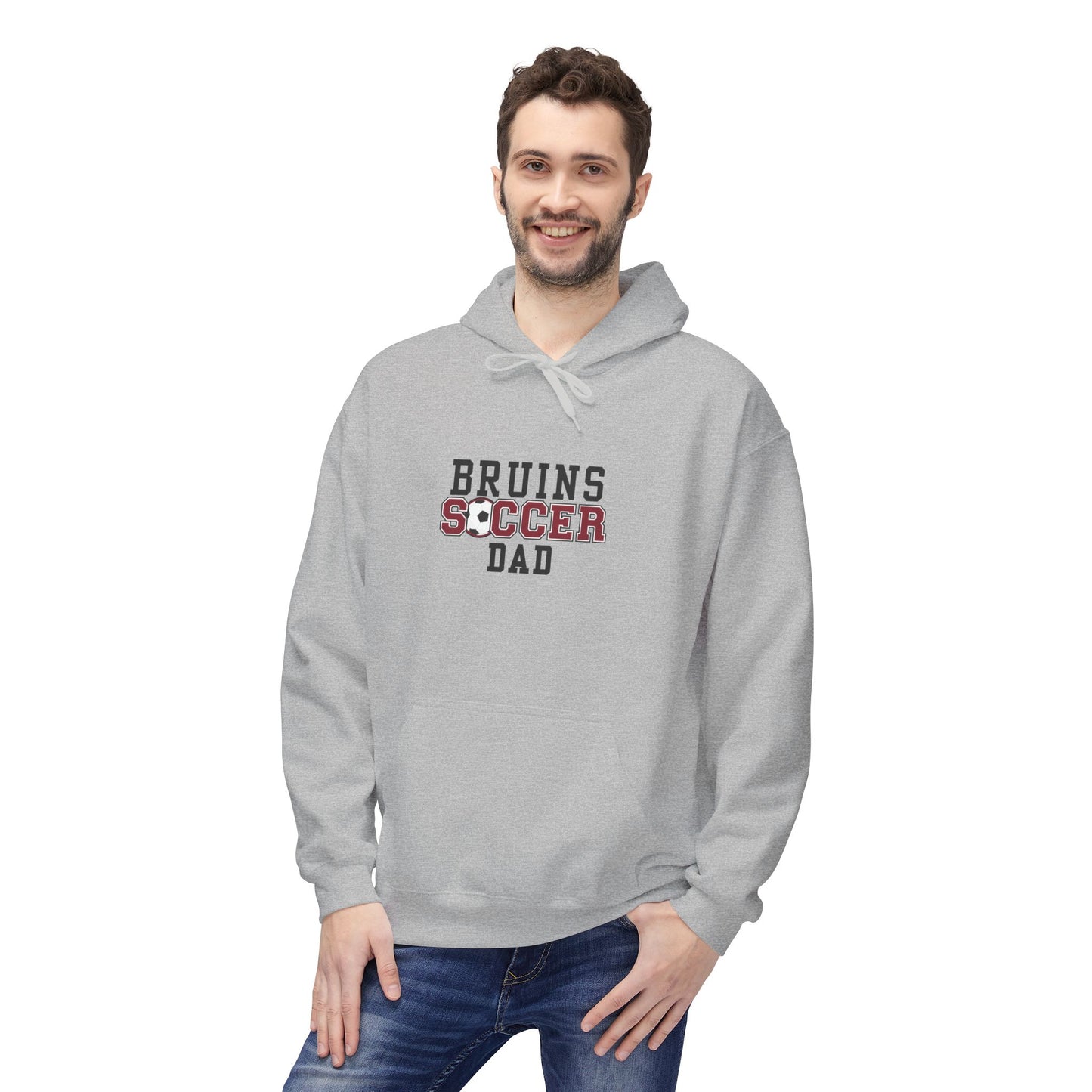 Bruins Soccer Dad Fleece Hoodie, Cozy Sportswear, Perfect for Fans, Lightweight Sweatshirt