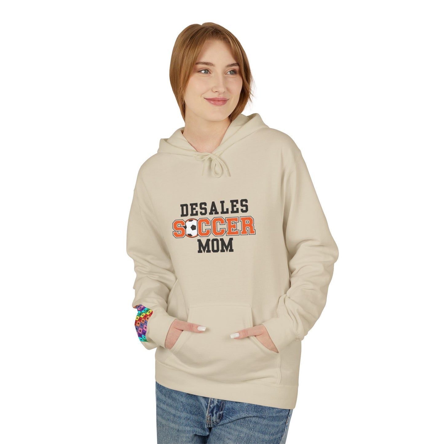 Desales Soccer Mom Hoodie, Fleece Sweatshirt, Gift for Sports Moms, Perfect for Game Day, Cozy Athletic Apparel