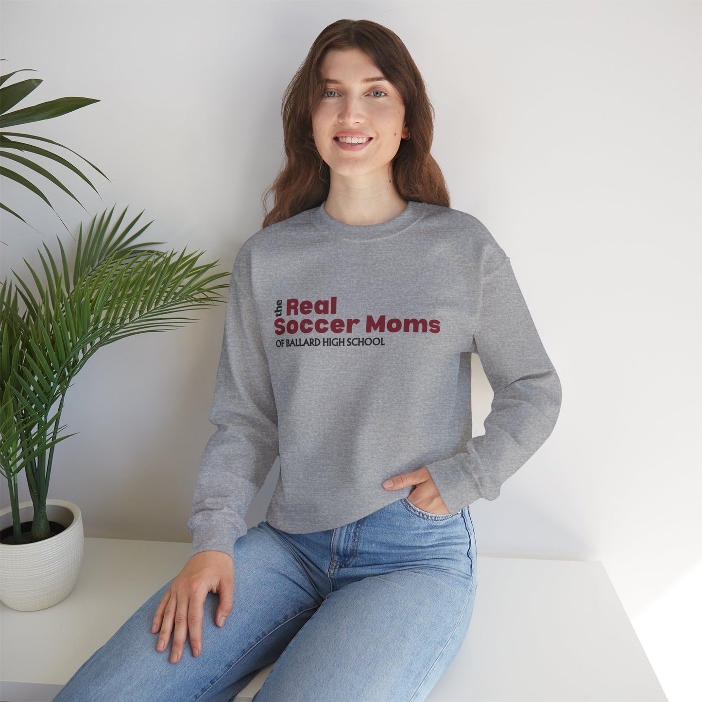 Real Soccer Moms of Ballard High School, Crewneck Sweatshirt, Perfect Gift for Sports Moms, Casual Wear for Game Days, School Spirit