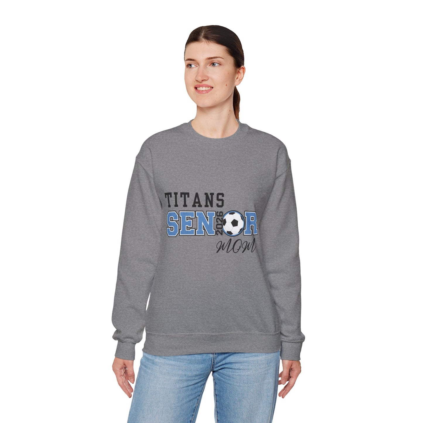 Titan Soccer Senior Mom Sweatshirt | Cozy Team Spirit Wear, Gift for Sports Moms, Comfortable Crewneck, Perfect for Game Days
