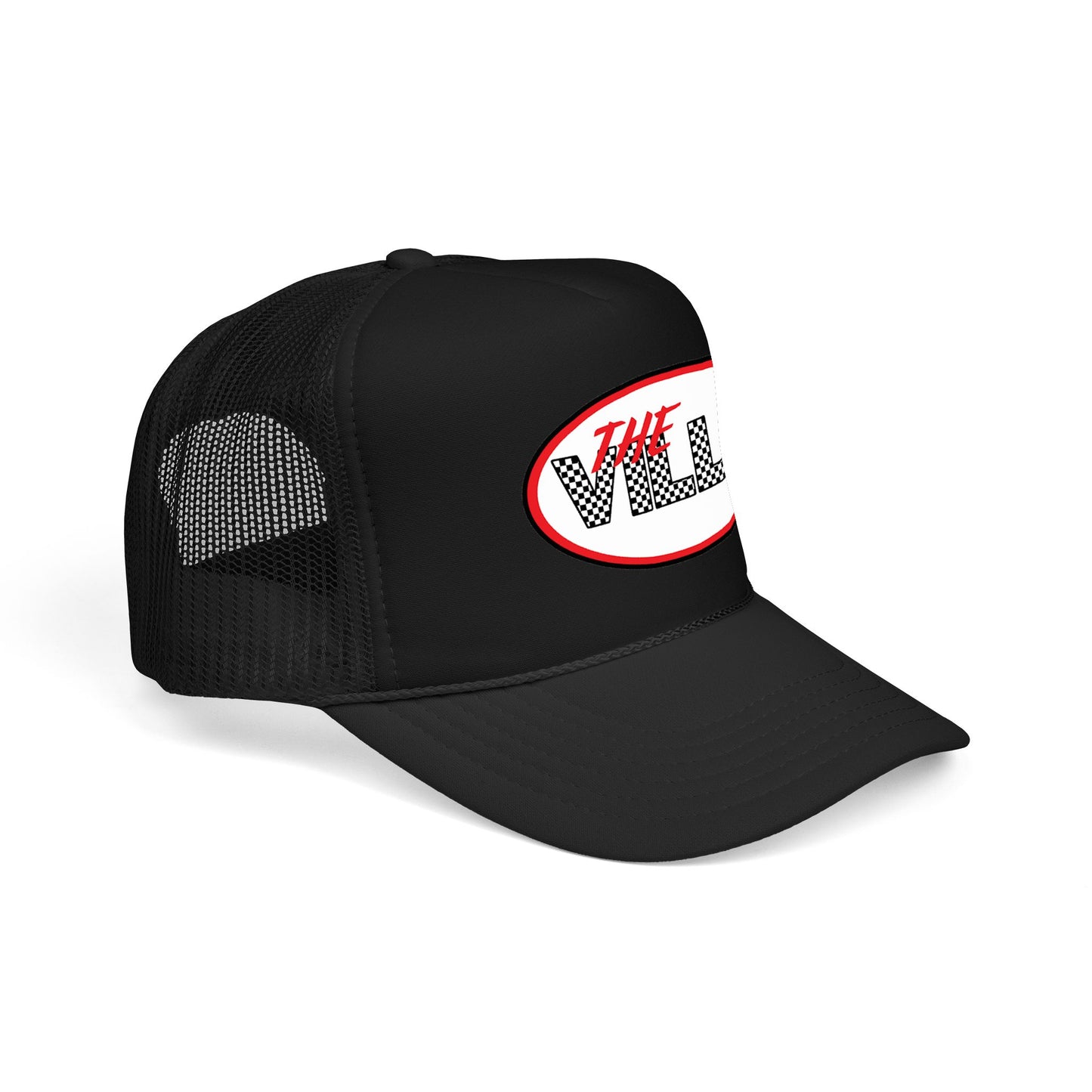 The Ville Trucker Hat — Retro Racing Checkerboard Foam Cap