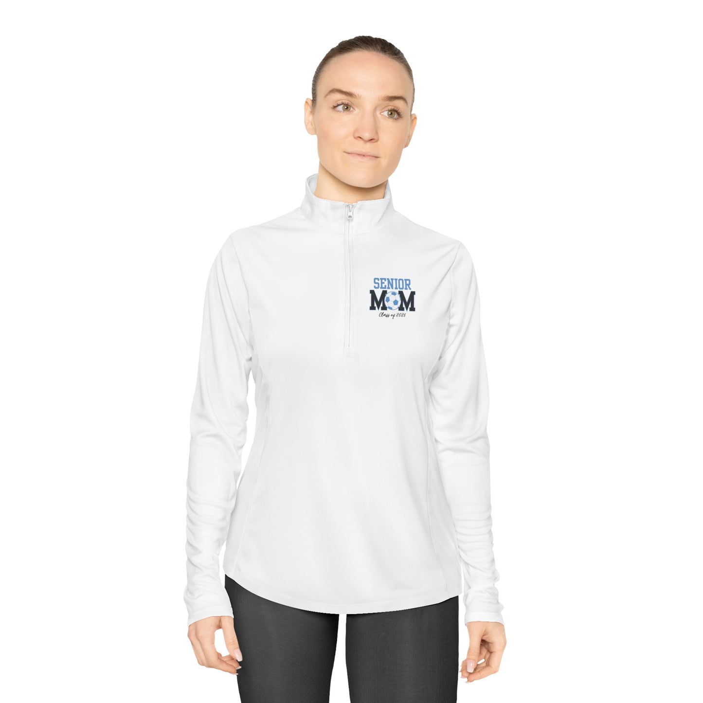 Senior Mom Ladies Quarter-Zip Pullover - Team Spirit, Soccer Senior Year, Everyday Wear