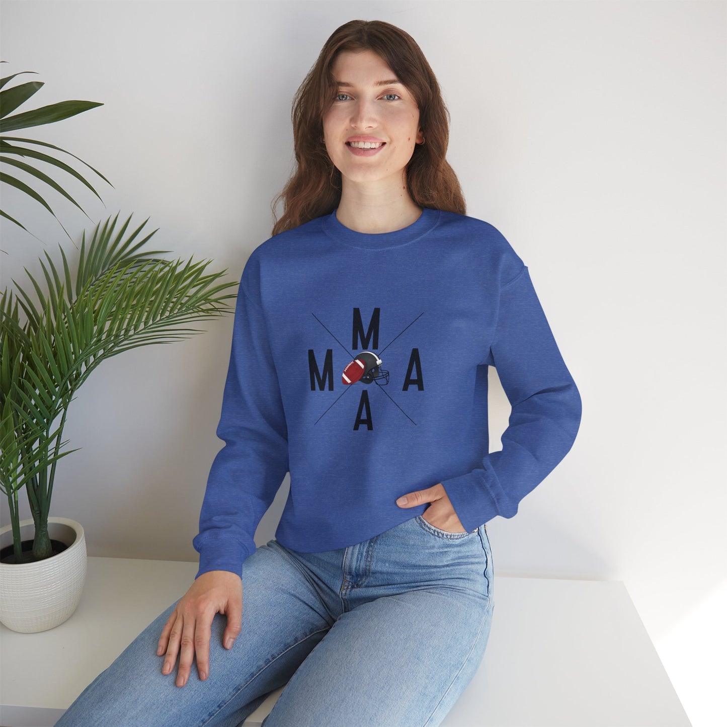 Stylish MAMA Crewneck Sweatshirt, Unisex Sweatshirt, Casual Wear, Football Season, Gift for Moms, Sports Sweatshirt, Fitness Clothing