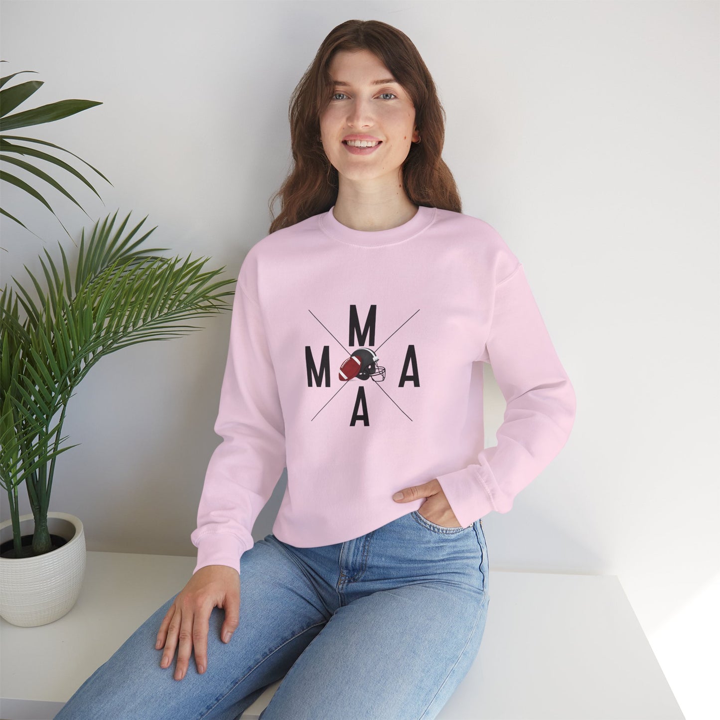 Stylish MAMA Crewneck Sweatshirt, Unisex Sweatshirt, Casual Wear, Football Season, Gift for Moms, Sports Sweatshirt, Fitness Clothing