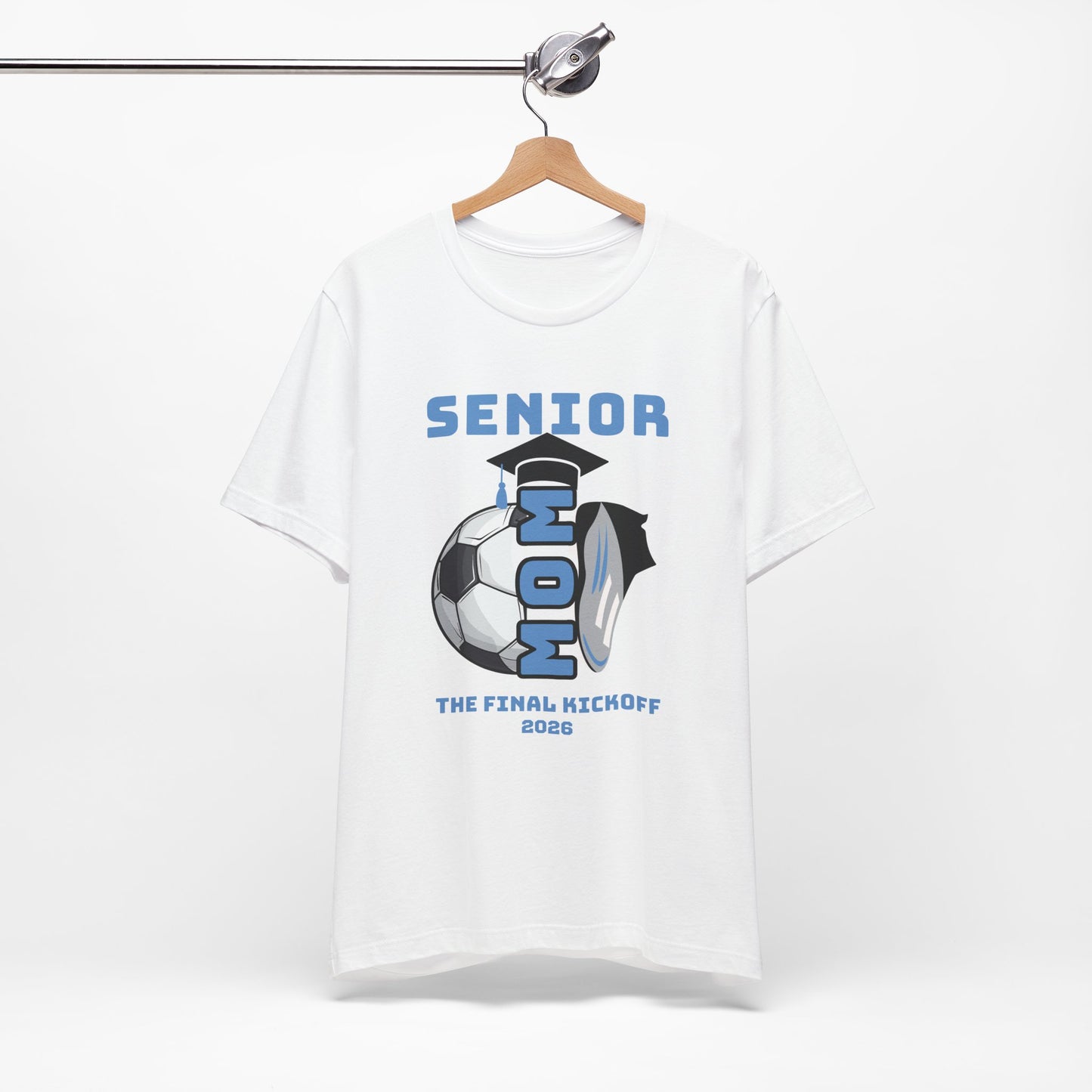 The Final Kickoff, Senior Mom Soccer Tee - Unisex Jersey Short Sleeve, End of Season
