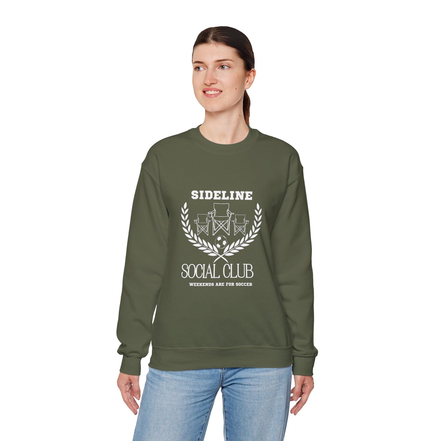 Unisex Heavy Blend™ Crewneck Sweatshirt - Sideline Social Club, Casual Sportswear, Perfect for Game Day, Gift for Soccer Lovers