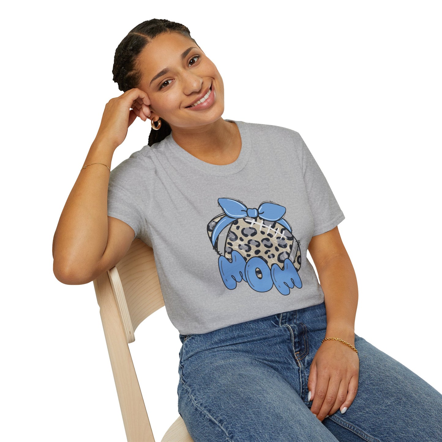 Football Mom Leopard Print T-Shirt, Gifts for Moms, Trendy Graphic Tee, Football Fan, Cute Casual Wear