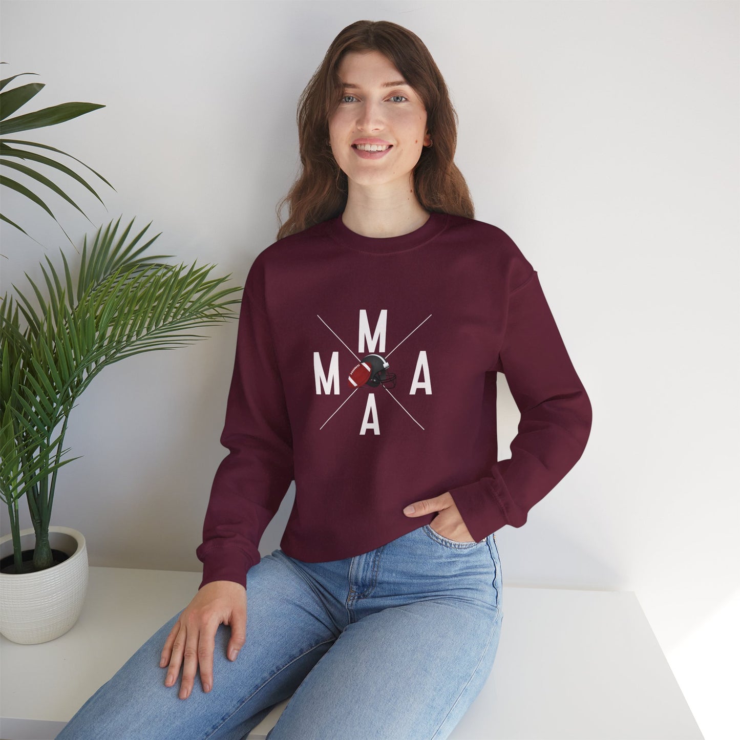 Stylish MAMA Crewneck Sweatshirt, Unisex Sweatshirt, Casual Wear, Football Season, Gift for Moms, Sports Sweatshirt, Fitness Clothing