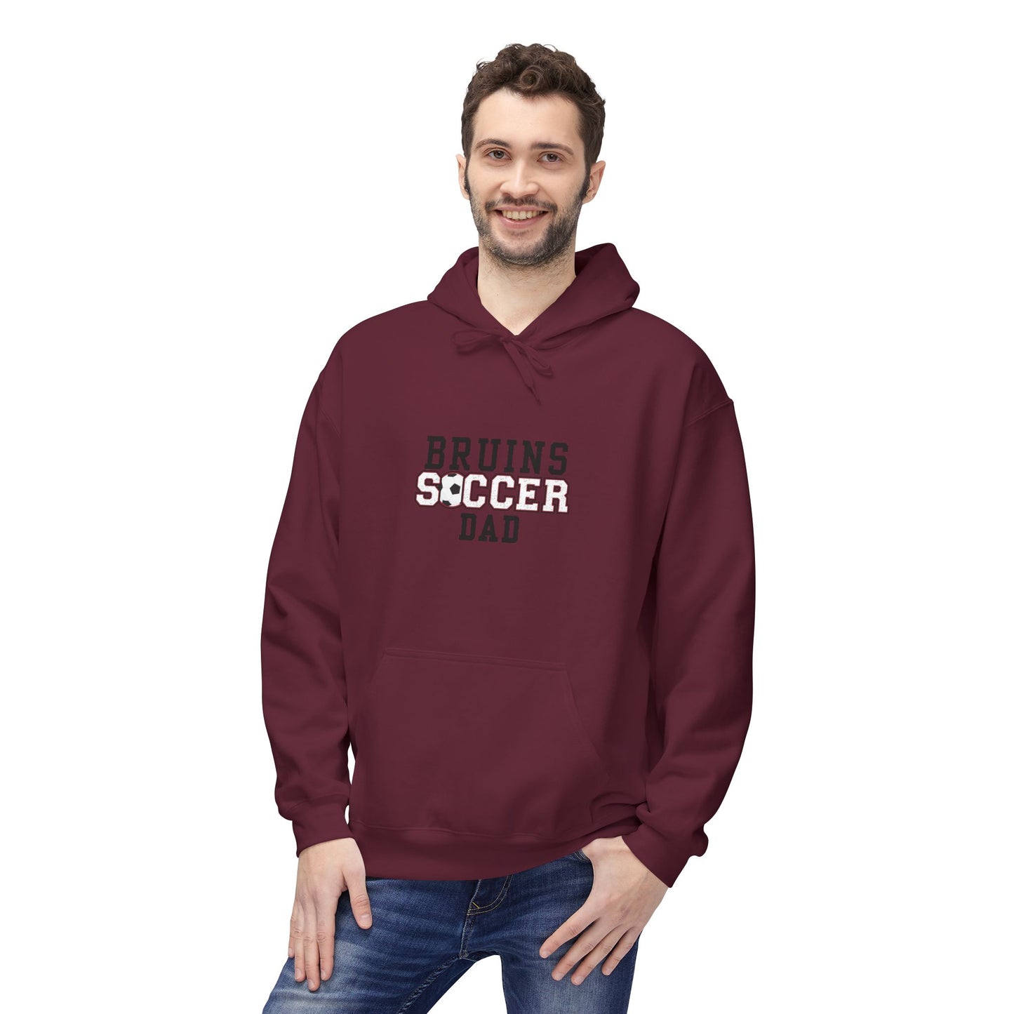 Bruins Soccer Dad Fleece Hoodie, Cozy Sportswear, Perfect for Fans, Lightweight Sweatshirt