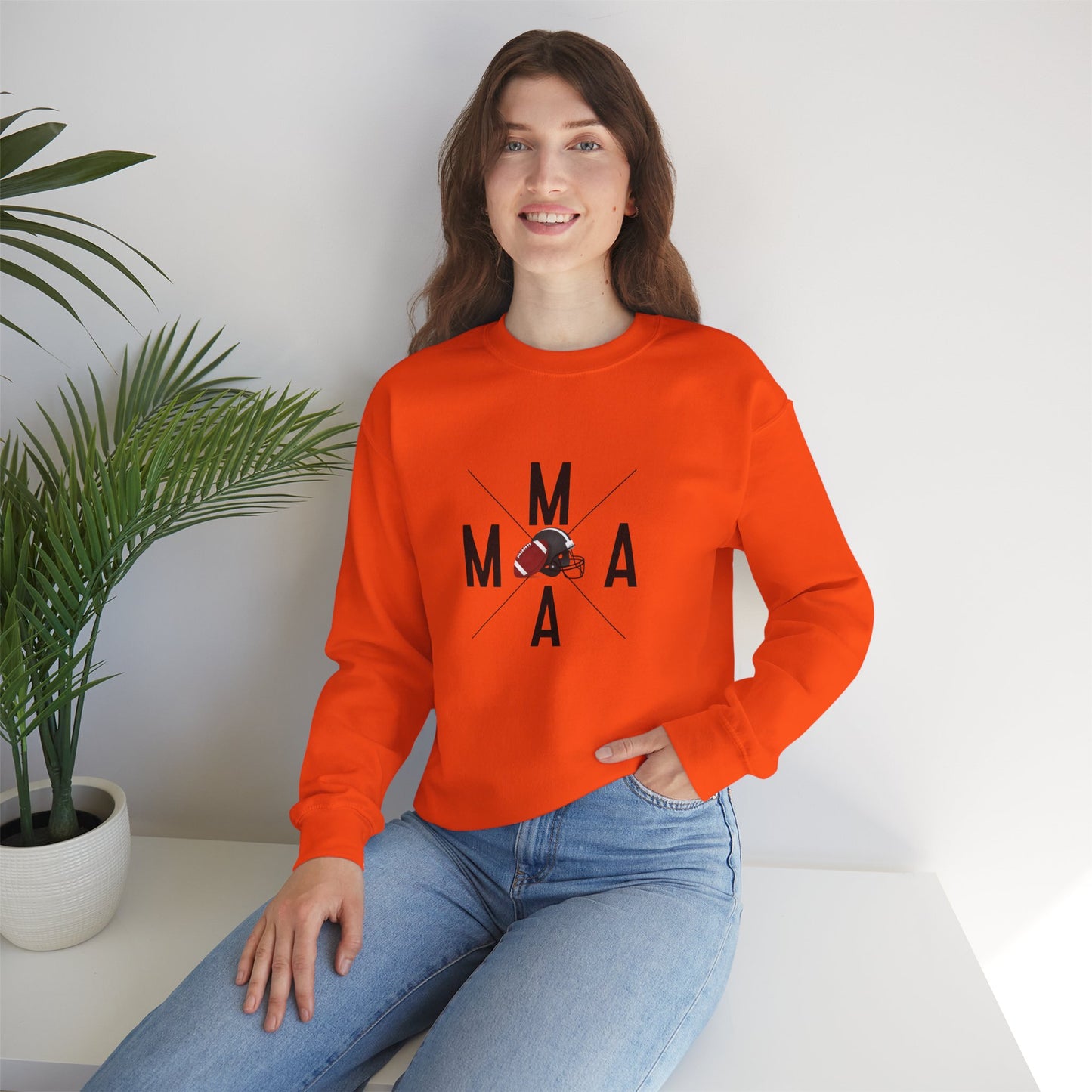 Stylish MAMA Crewneck Sweatshirt, Unisex Sweatshirt, Casual Wear, Football Season, Gift for Moms, Sports Sweatshirt, Fitness Clothing