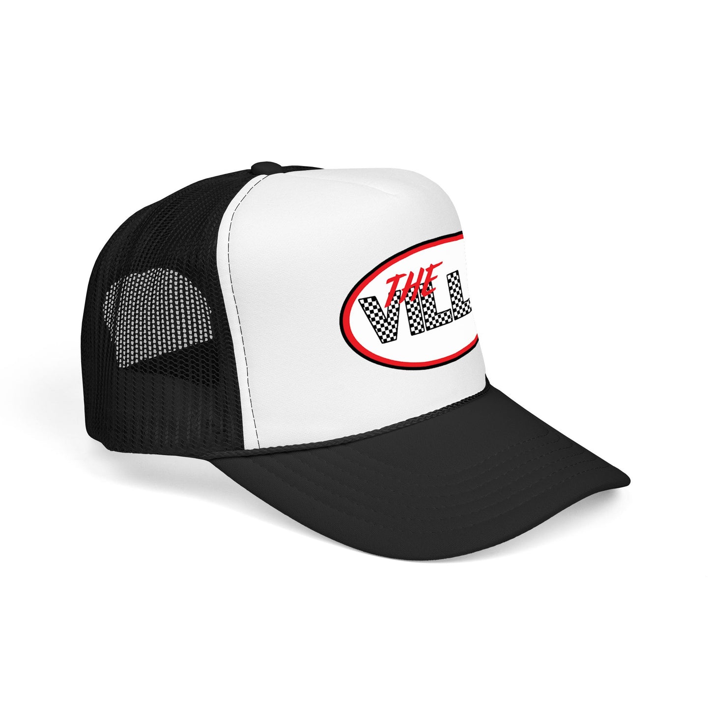 The Ville Trucker Hat — Retro Racing Checkerboard Foam Cap