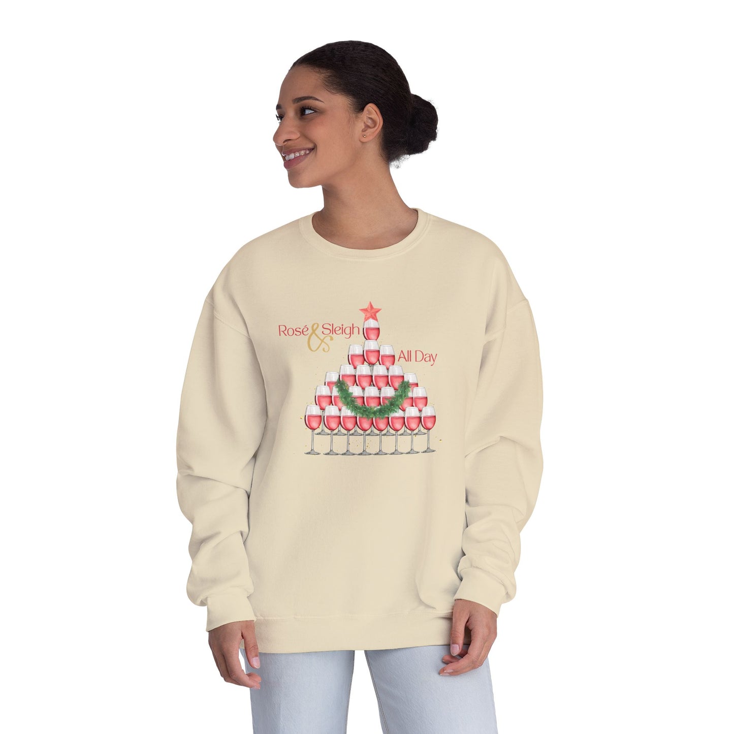 Rose and Sleigh, All Day Holiday Crewneck