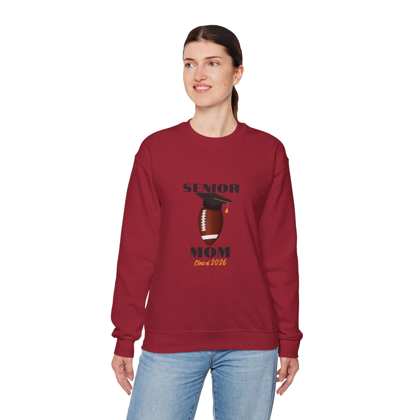 Senior Football Mom Crewneck Sweatshirt - Celebrate Graduation, Perfect Gift for Sports Moms, Comfortable Casual Wear, Unisex Sweater