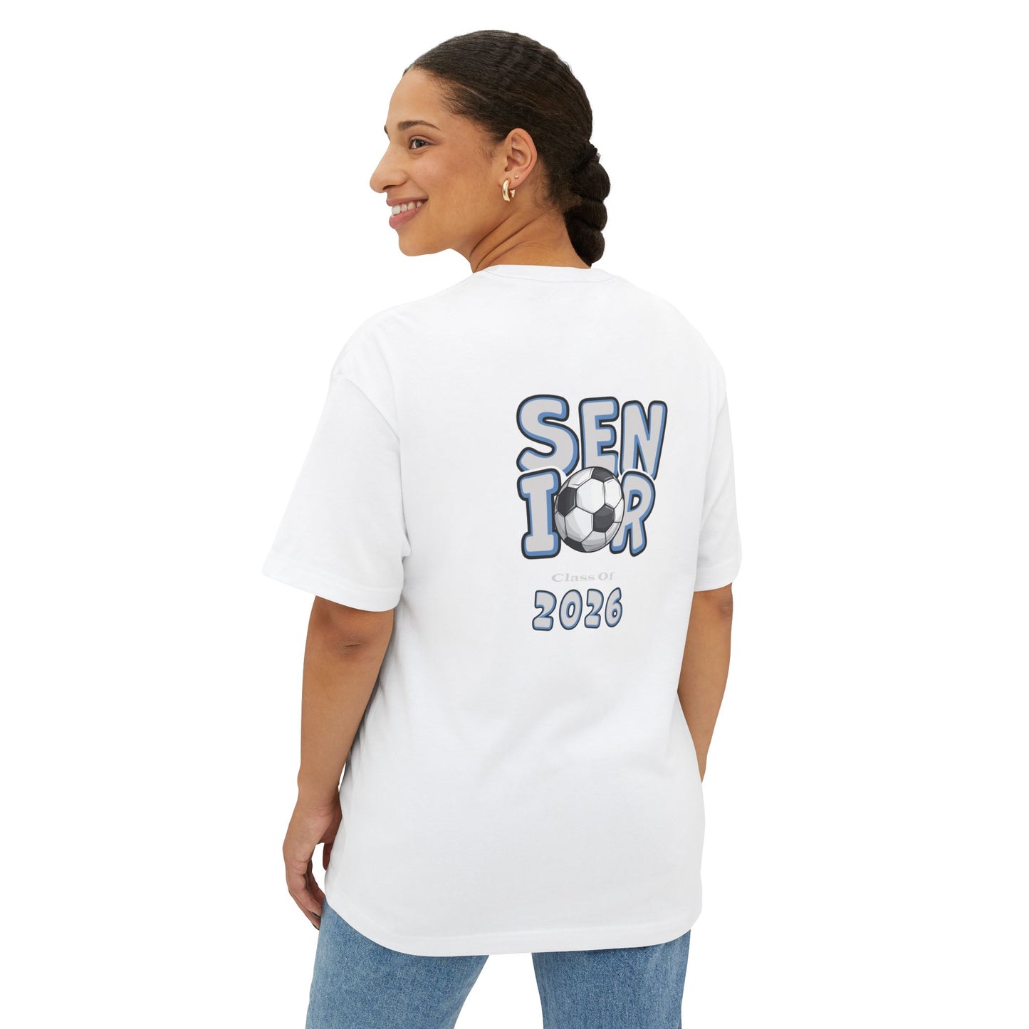2026 Senior Soccer Oversized Boxy Tee, Graduation Gift, Sports Fan Apparel