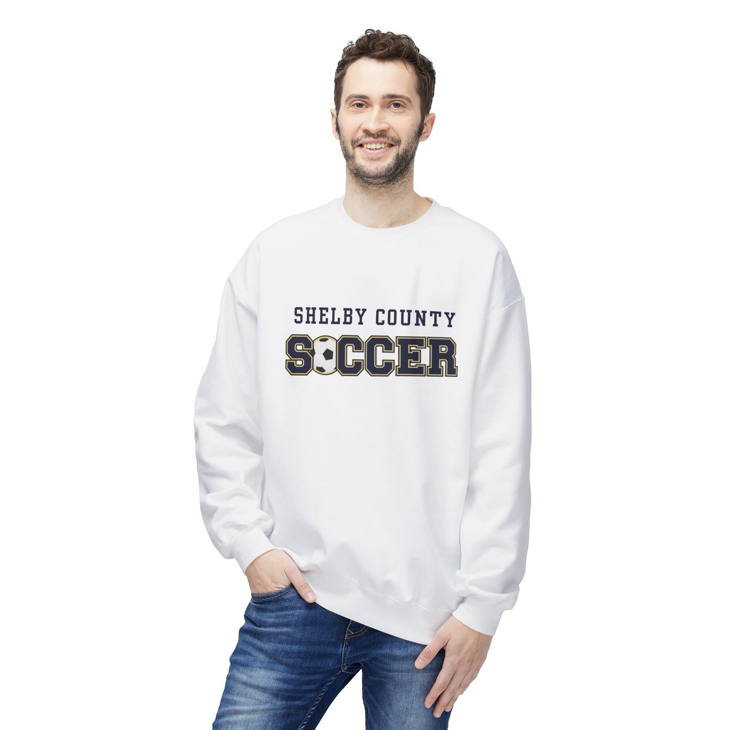 Shelby County Soccer Crewneck Sweatshirt, Unisex Fleece Pullover, Sports Apparel, Gift for Soccer Fans, Casual Wear, Team Spirit
