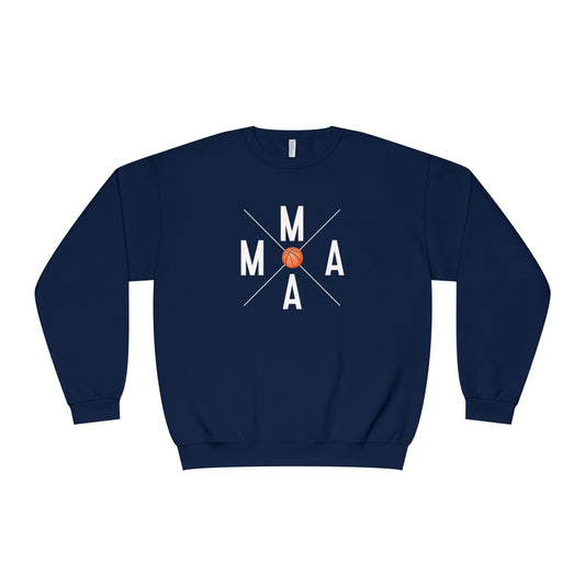 MAMA Crossed Letters with Basketball Crewneck Sweatshirt