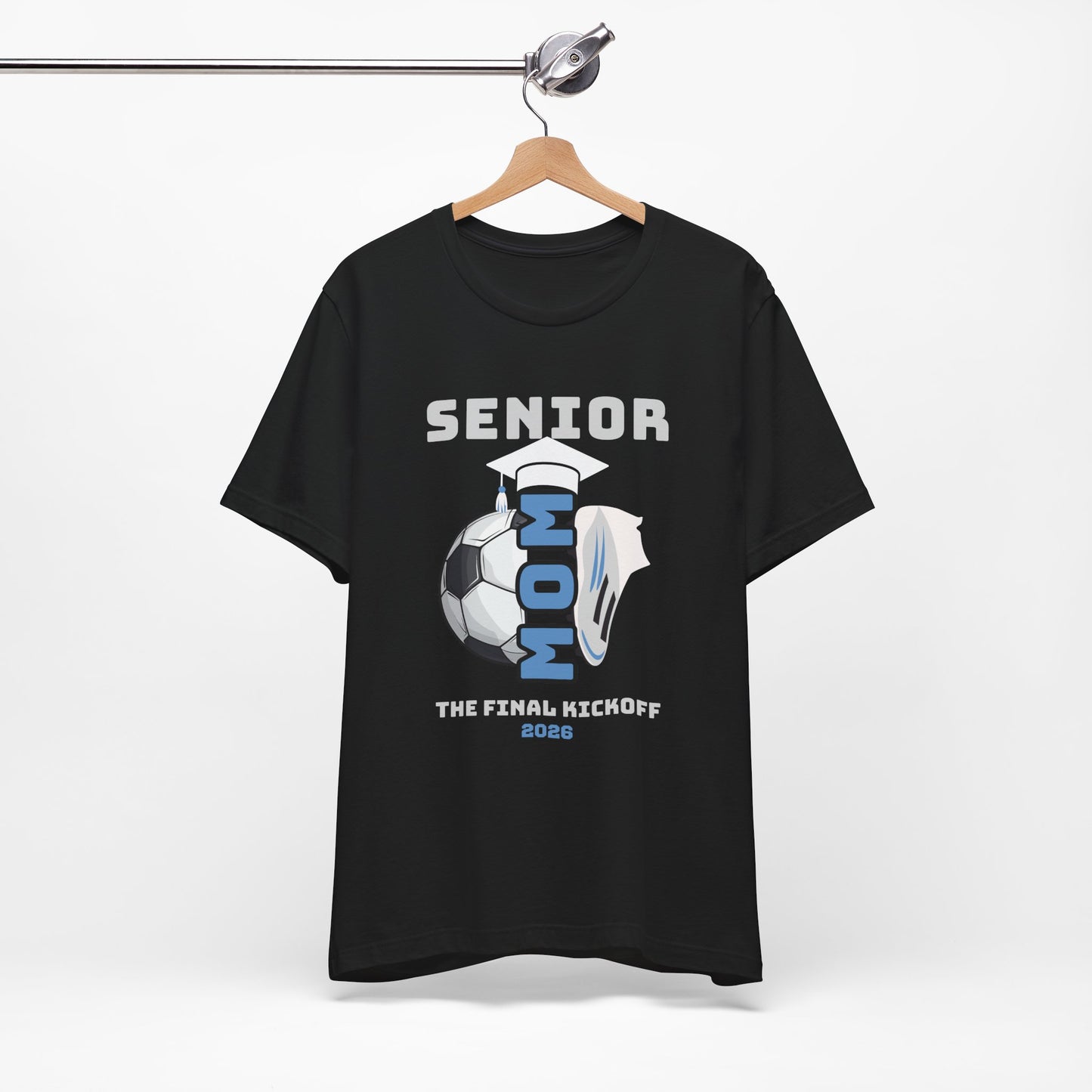 The Final Kickoff, Senior Mom Soccer Tee - Unisex Jersey Short Sleeve, End of Season