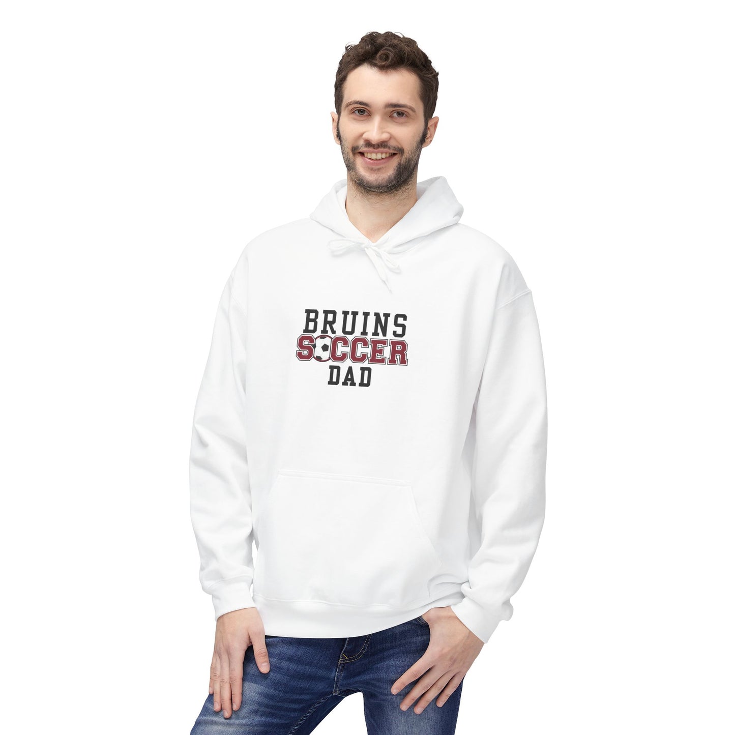 Bruins Soccer Dad Fleece Hoodie, Cozy Sportswear, Perfect for Fans, Lightweight Sweatshirt