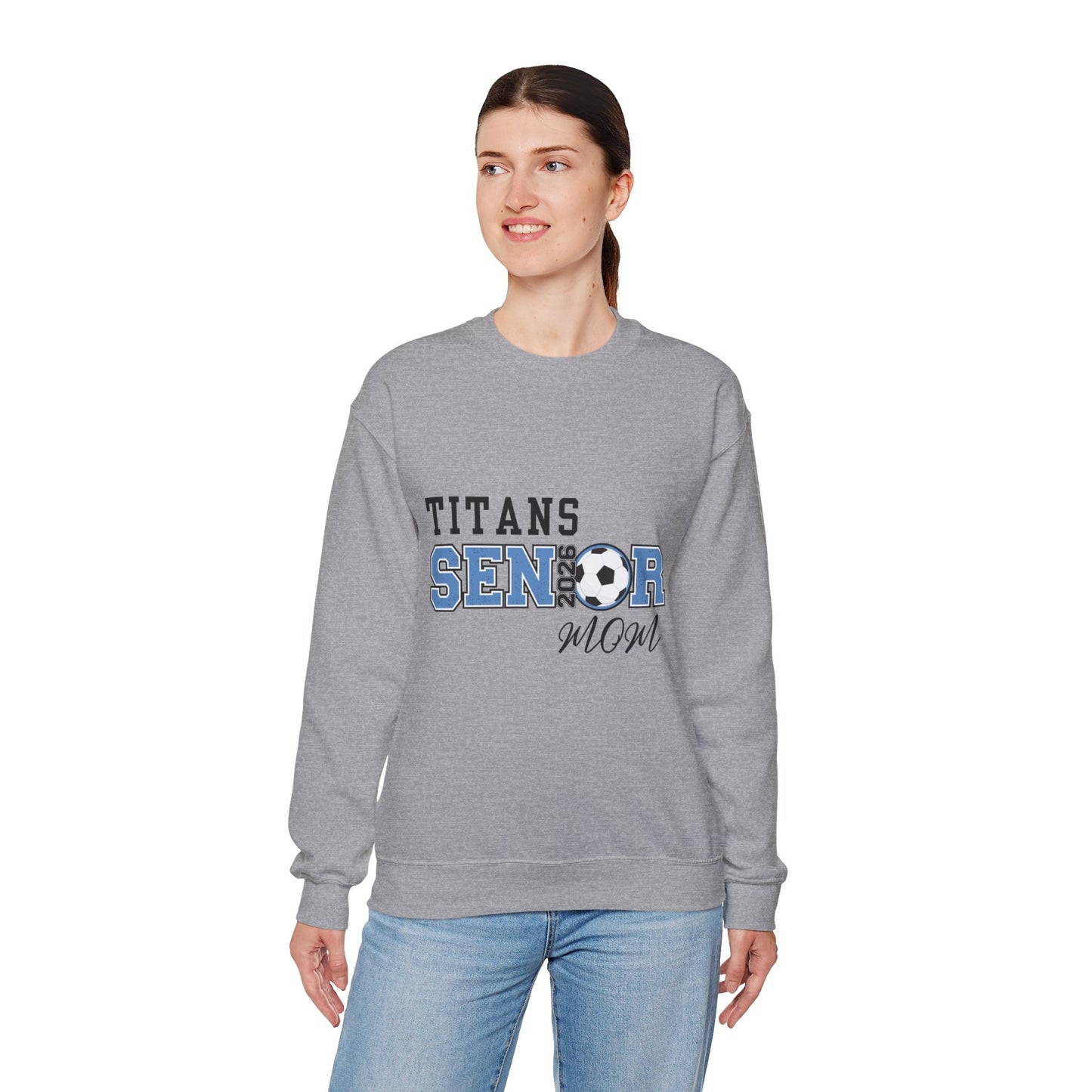 Titan Soccer Senior Mom Sweatshirt | Cozy Team Spirit Wear, Gift for Sports Moms, Comfortable Crewneck, Perfect for Game Days