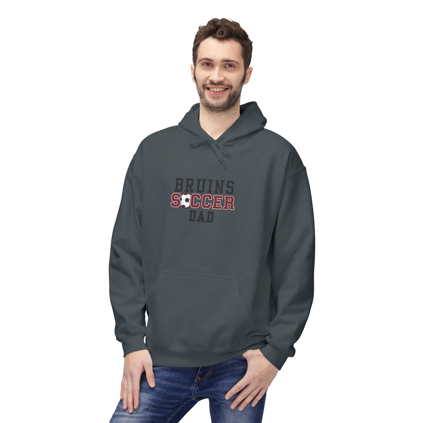 Bruins Soccer Dad Fleece Hoodie, Cozy Sportswear, Perfect for Fans, Lightweight Sweatshirt