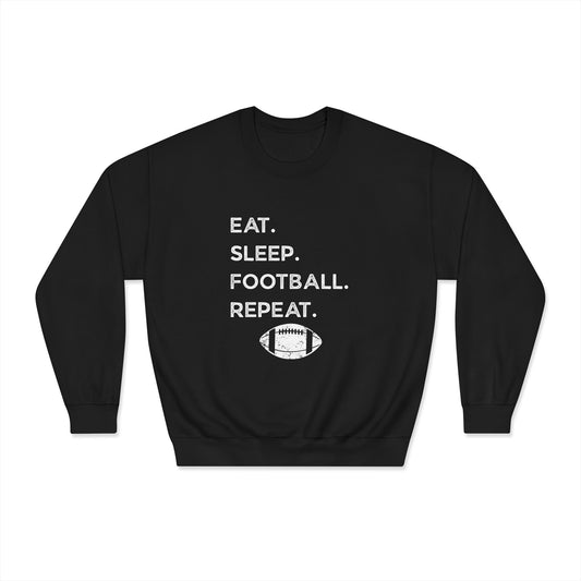 Football Enthusiast Sweatshirt - Eat Sleep Football Repeat, Great for Game Days, Sports Events, and Tailgating, Gift for Fans
