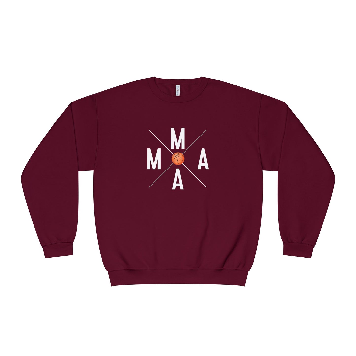 MAMA Crossed Letters with Basketball Crewneck Sweatshirt