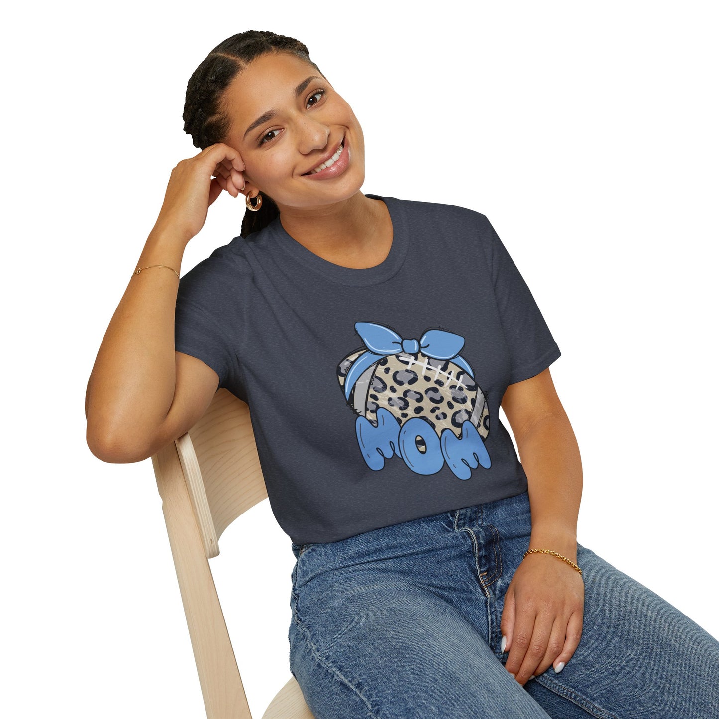 Football Mom Leopard Print T-Shirt, Gifts for Moms, Trendy Graphic Tee, Football Fan, Cute Casual Wear