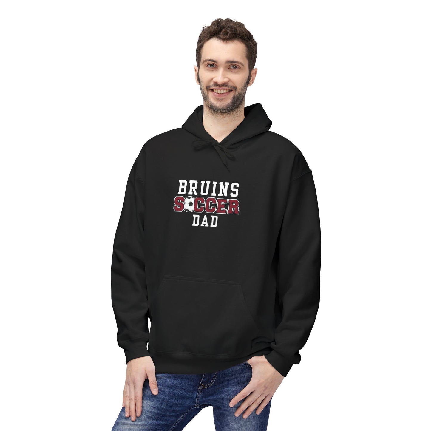 Bruins Soccer Dad Fleece Hoodie, Cozy Sportswear, Perfect for Fans, Lightweight Sweatshirt