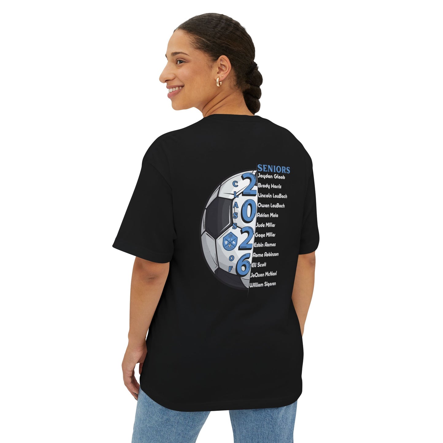 Collins Soccer Seniors Oversized Boxy Tee (Titans Crest), Soccer Senior Tribute, Class of 2026