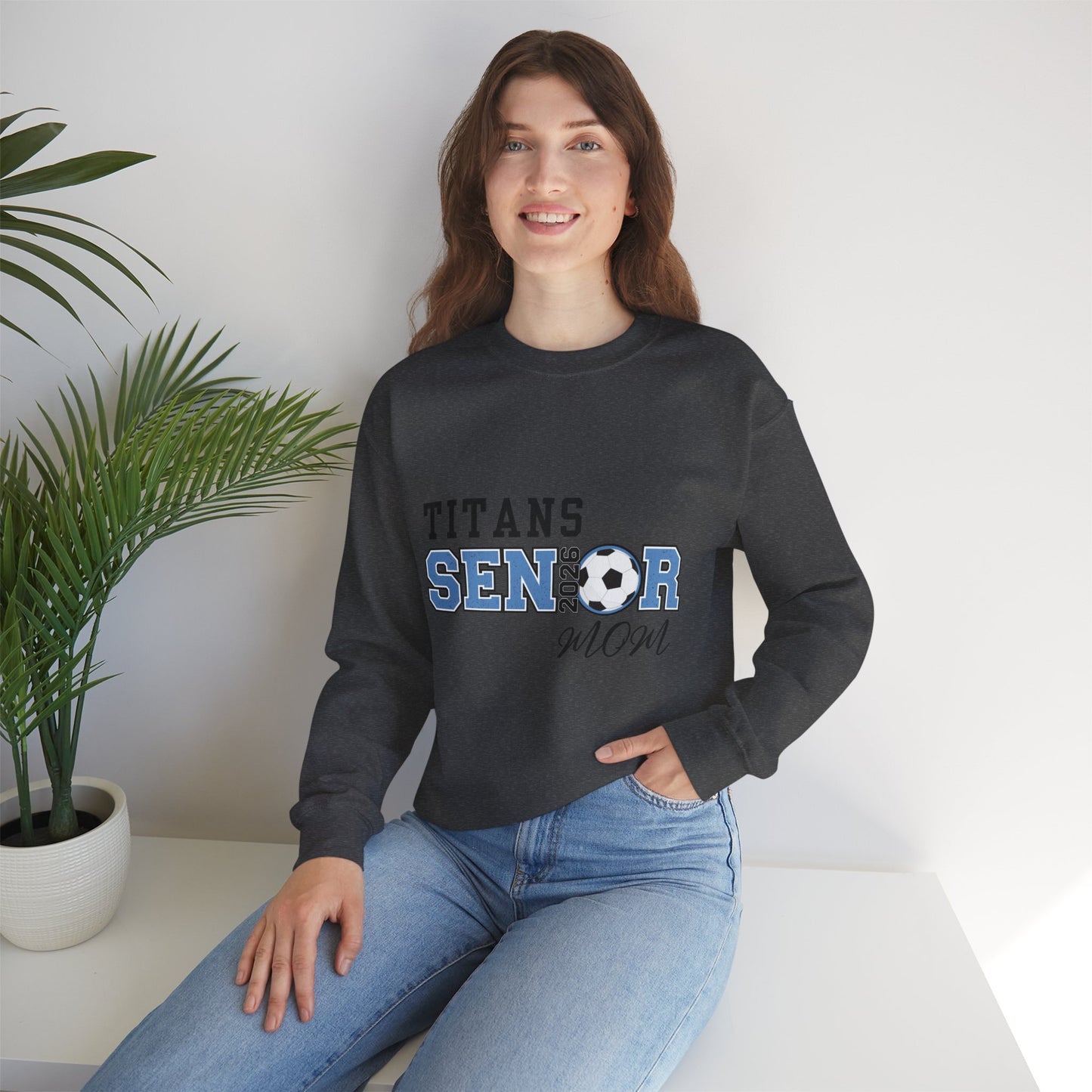 Titan Soccer Senior Mom Sweatshirt | Cozy Team Spirit Wear, Gift for Sports Moms, Comfortable Crewneck, Perfect for Game Days