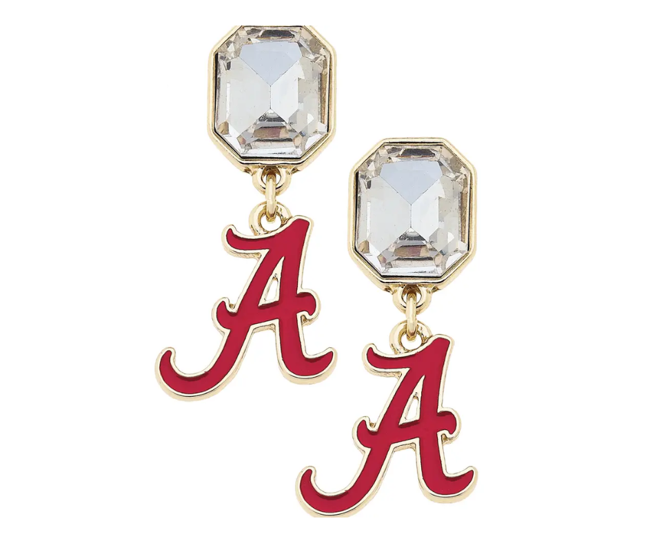 Alabama Crimson Tide Rhinestone Enamel Logo Earrings