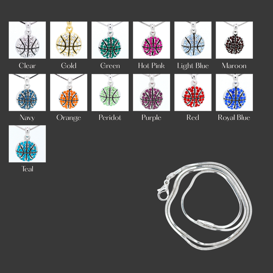 Basketball Crystal Pendant Necklace