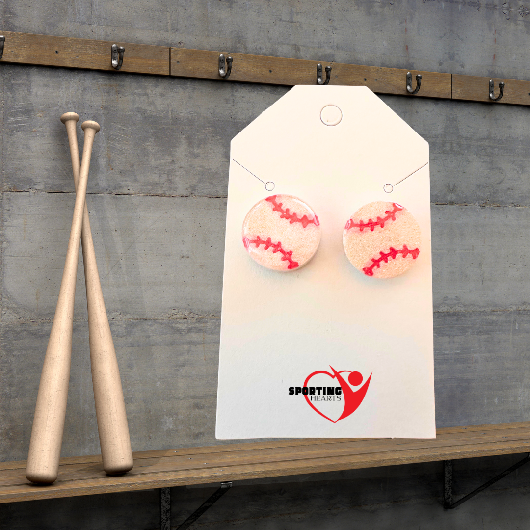 Custom Round Sport Glitter Resin Stud Earrings