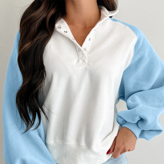 Baby Blue Colorblock Pullover Sweatshirt