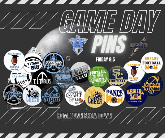 Football Game Day Personalized Button Pins