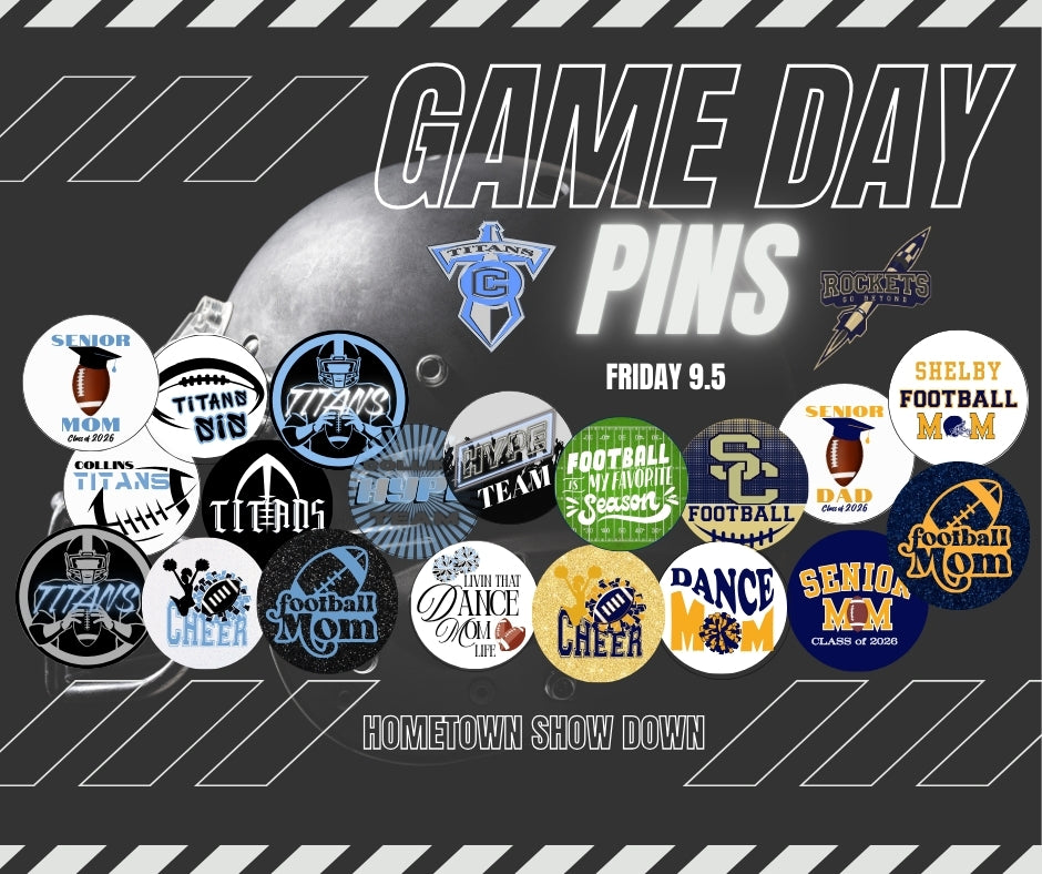 Personalized Game Day Button Pins- Collins High School Seniors