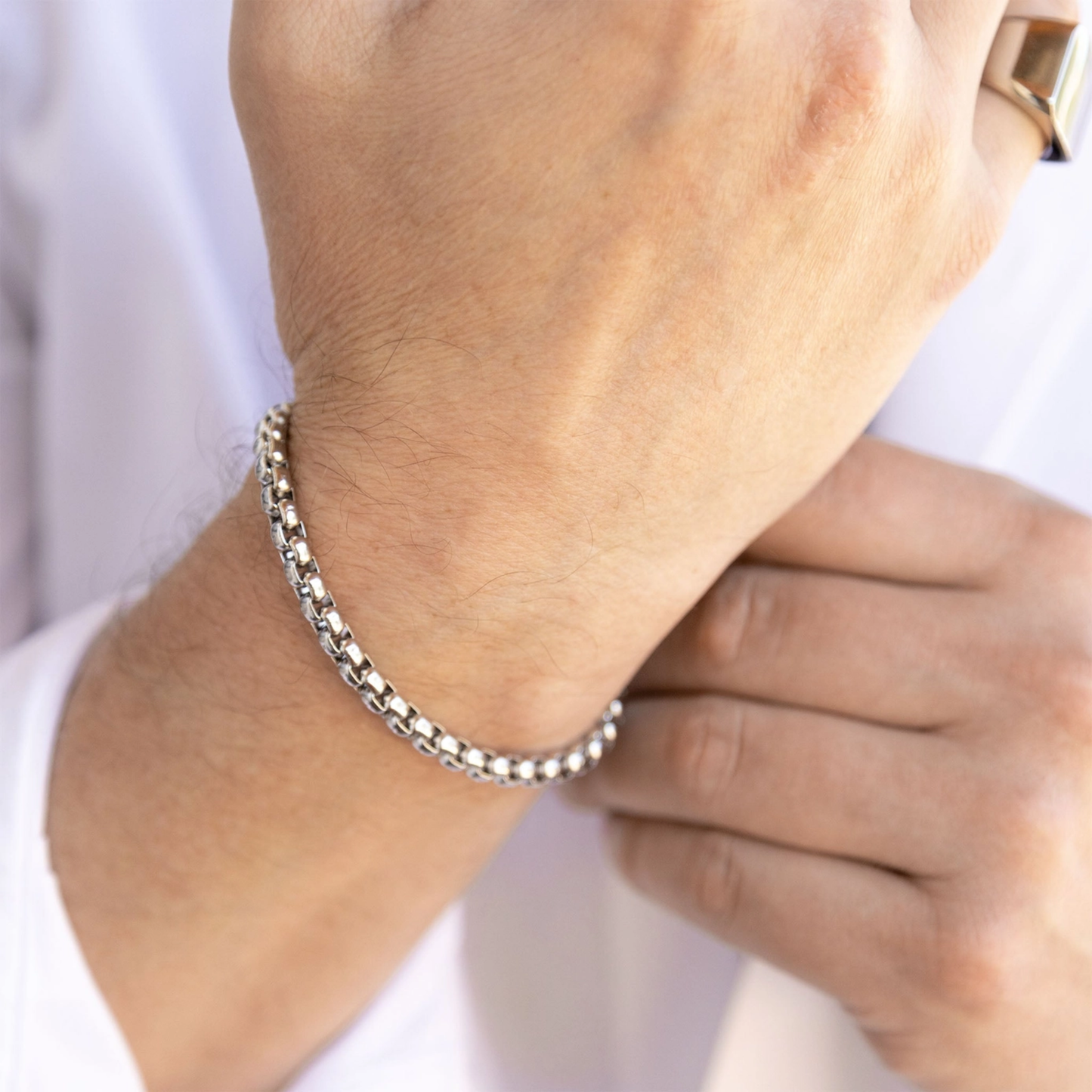 18K Gold Pvd Chain Metal Clasp Men's Bracelet