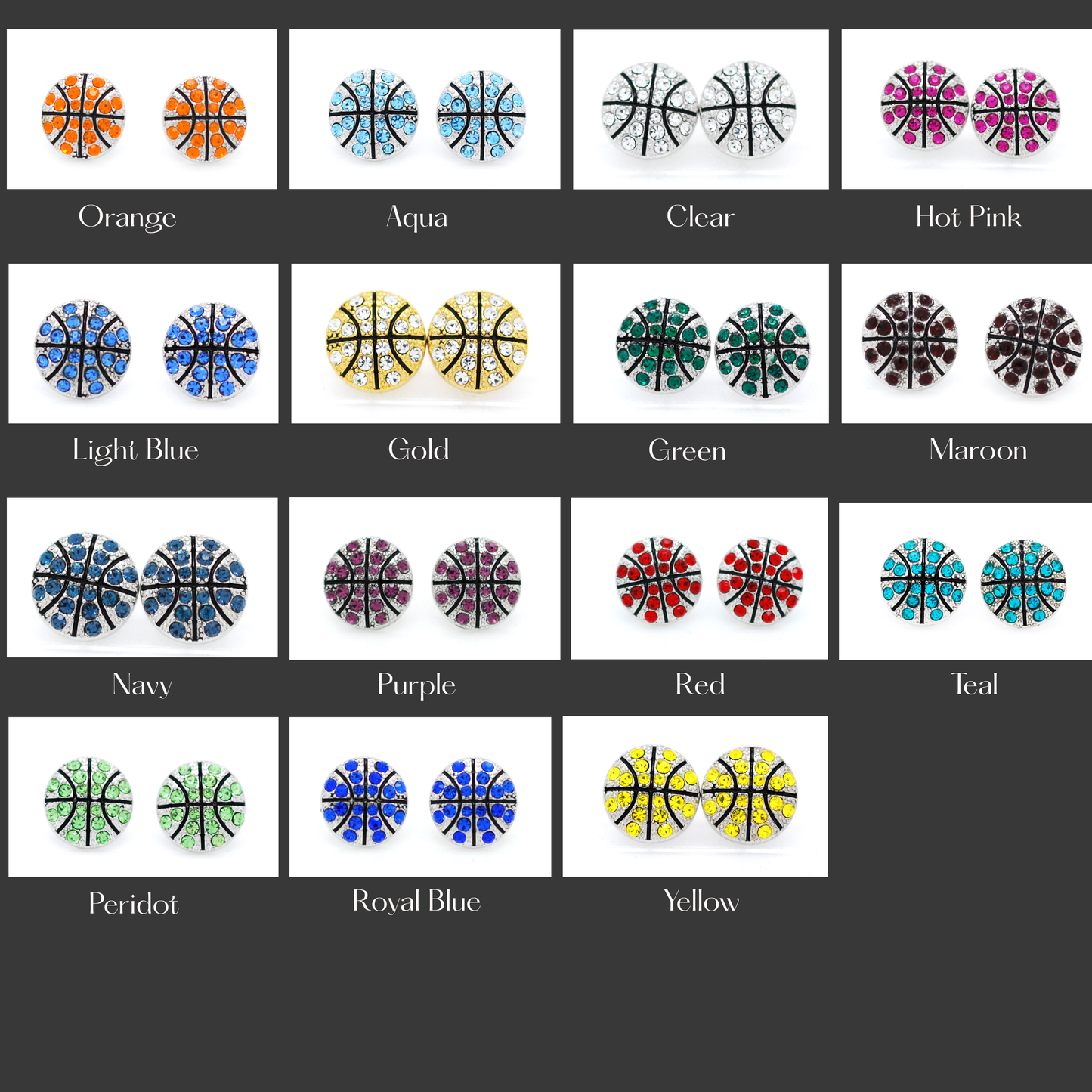Basketball Crystal Post Earrings