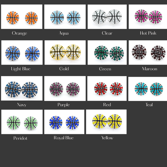 Basketball Crystal Post Earrings