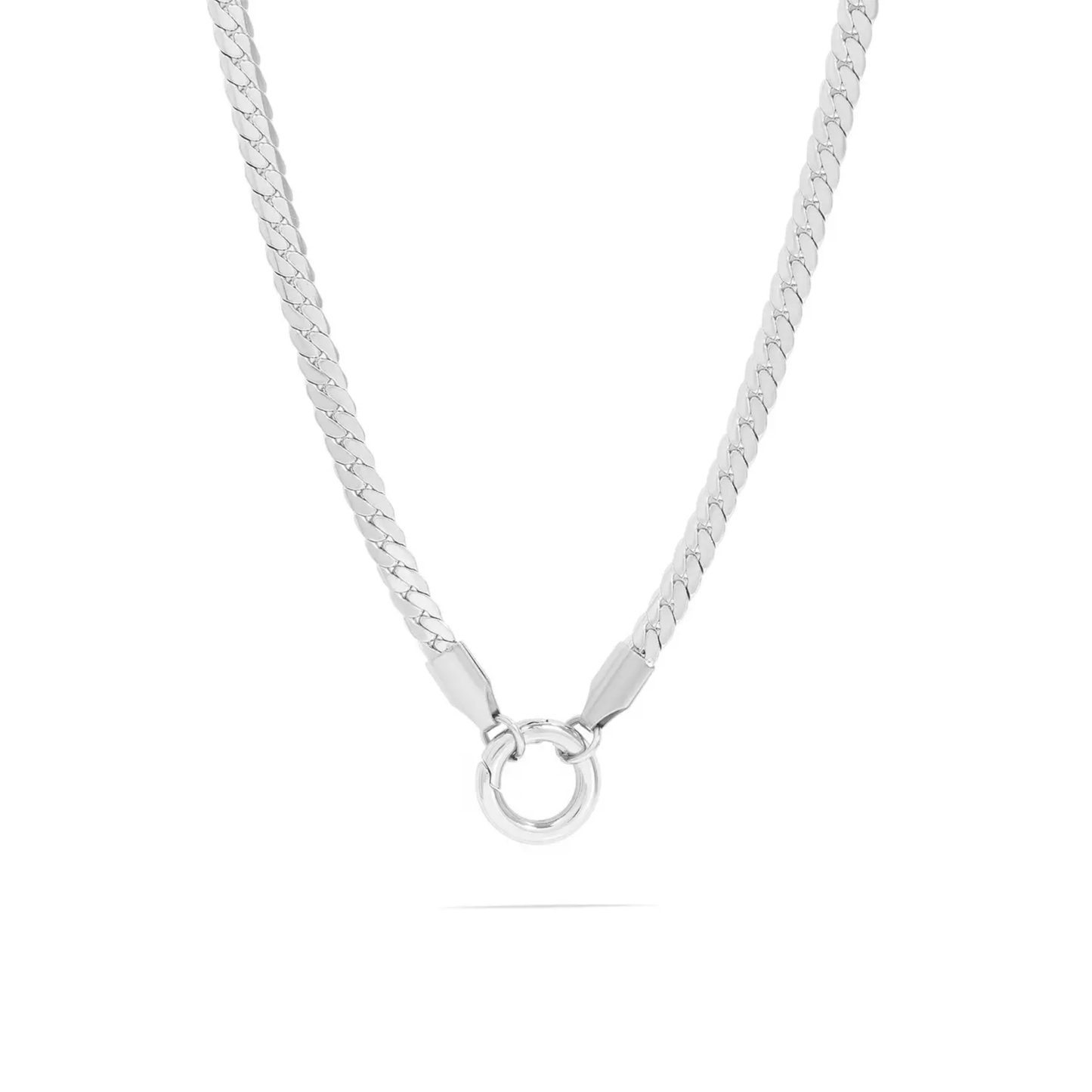 18K Gold Stainless Steel Curb Charm Holder Necklace