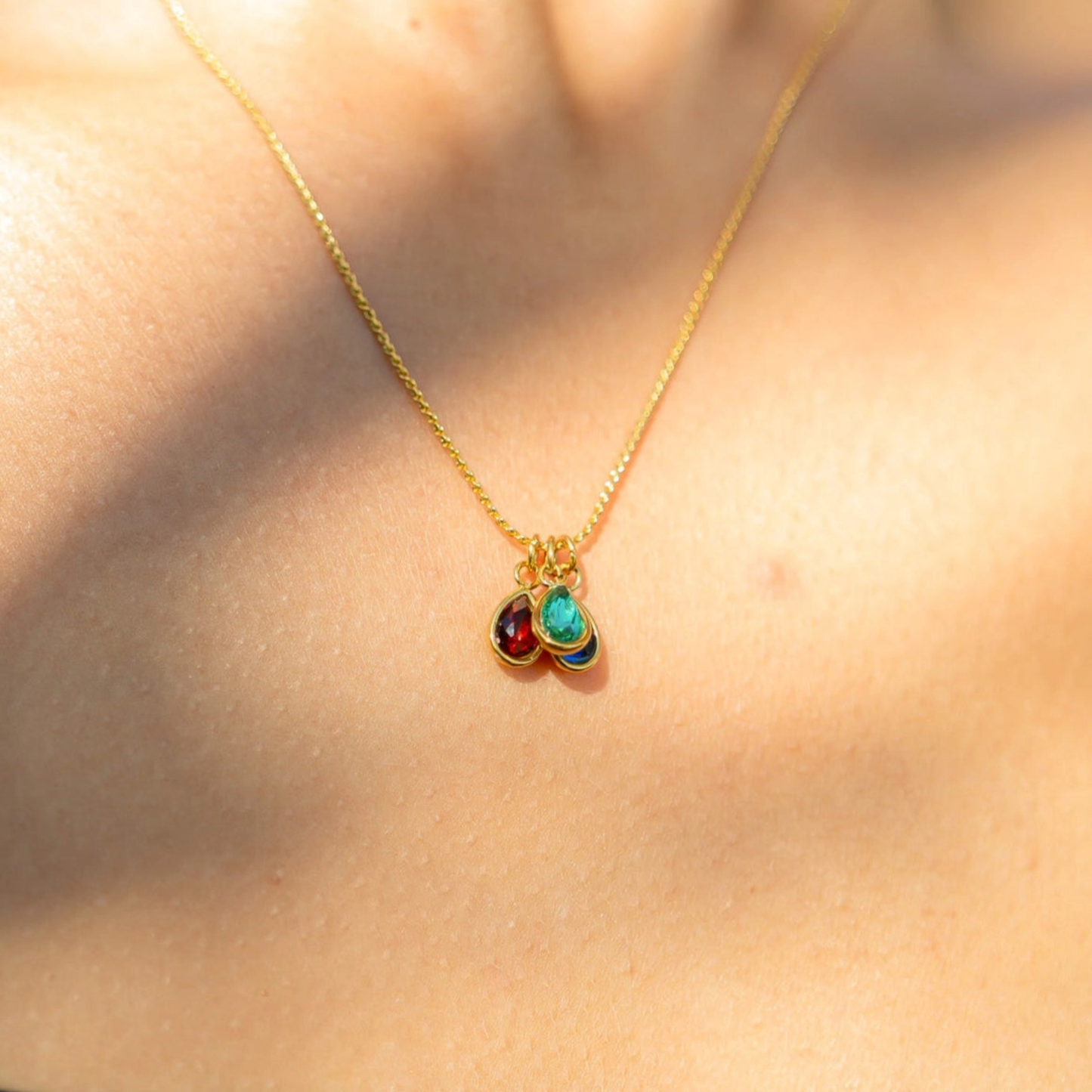 18K Gold Pvd Teardrop Birthstone Charm