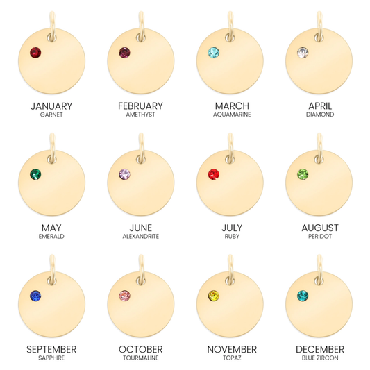 18K Gold Pvd Blank Engravable Circle Birthstone Charm