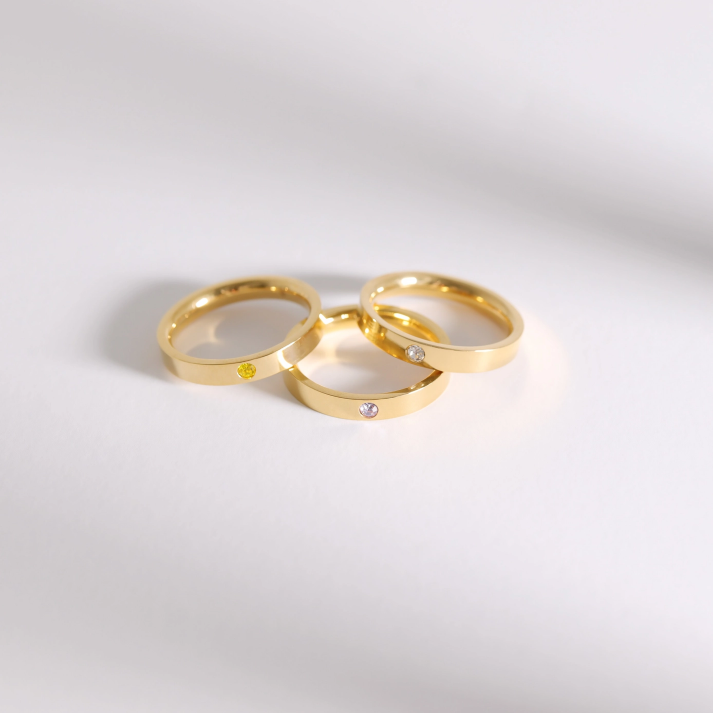 Gold Engravable Blank Birthstone Stacking Rings