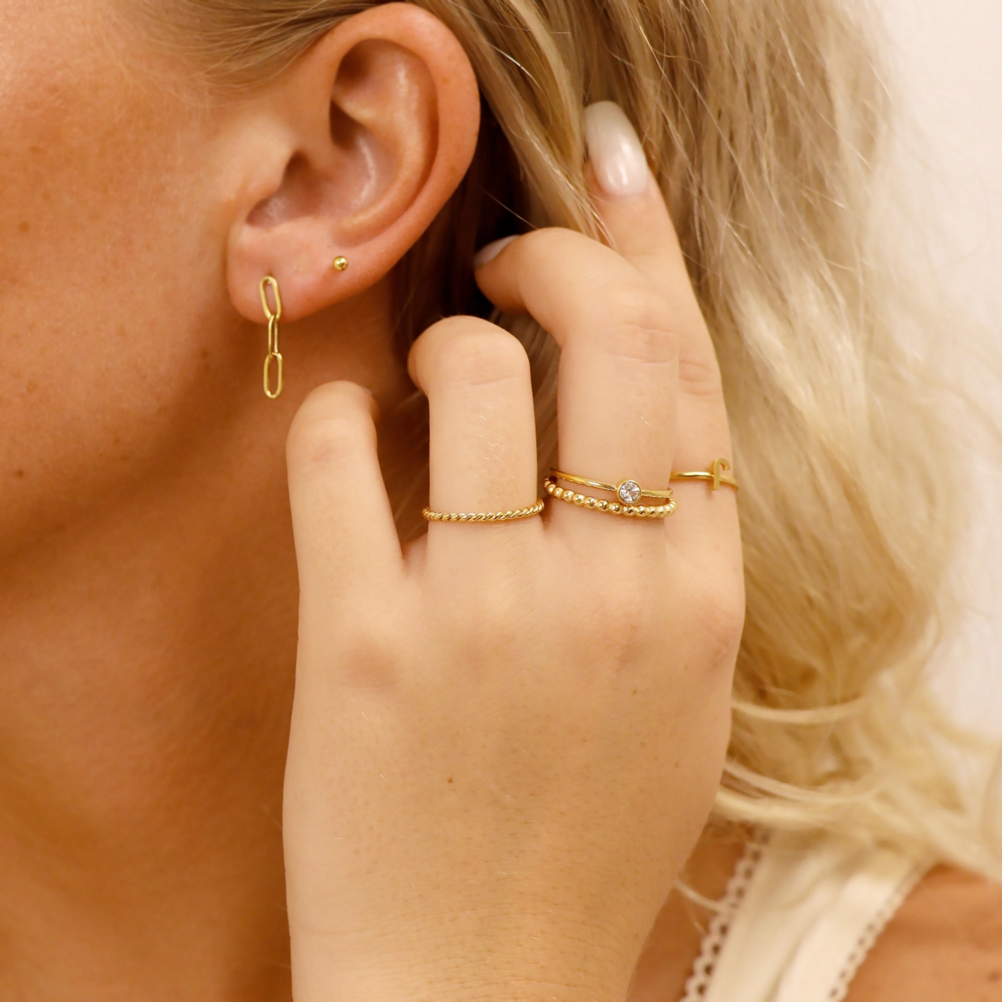 Stainless Steel Birthstone Engravable Stacking Ring (Copy)