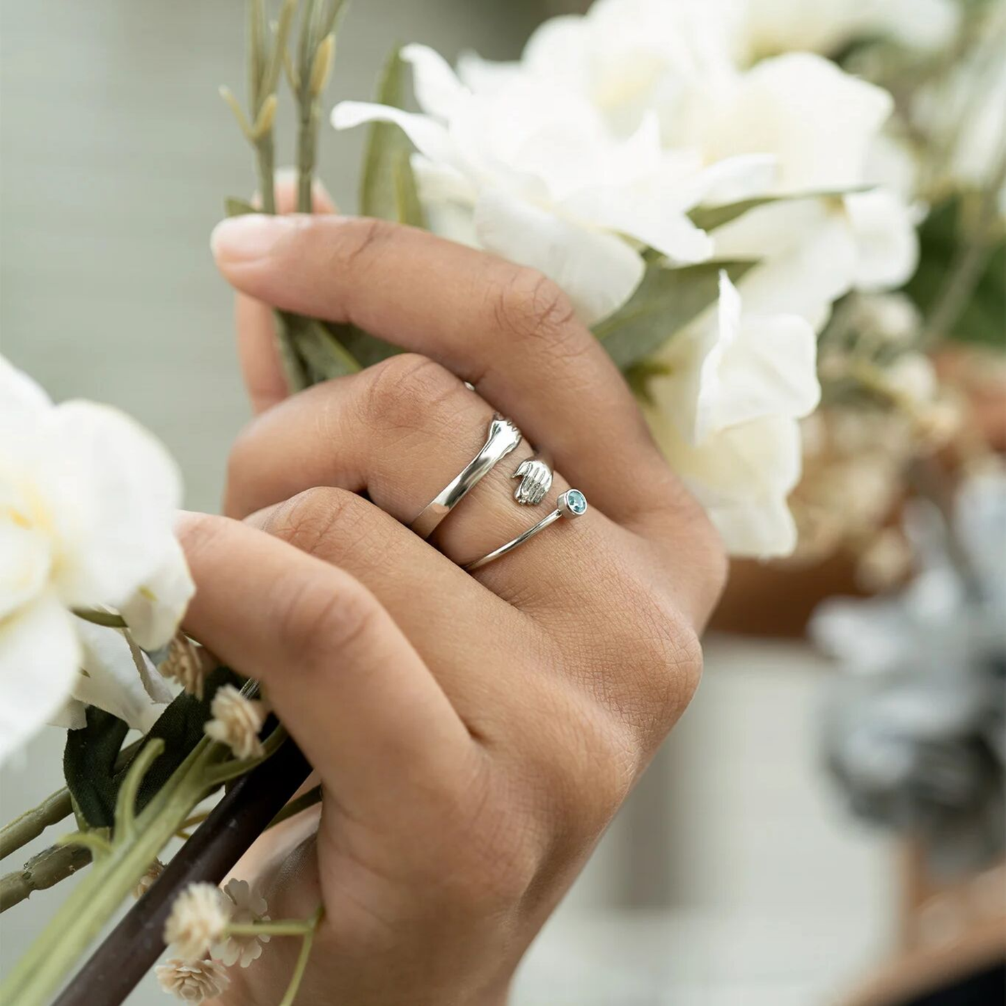 Stainless Steel Birthstone Engravable Stacking Ring (Copy)