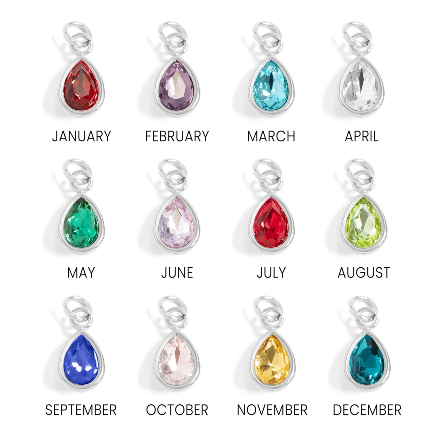 18K Gold Pvd Teardrop Birthstone Charm
