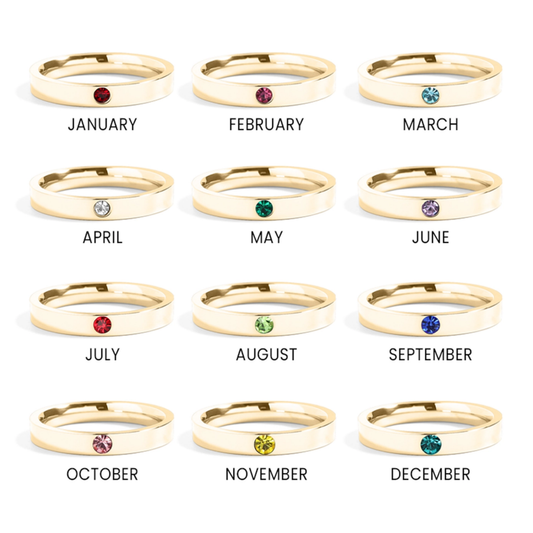 Gold Engravable Blank Birthstone Stacking Rings