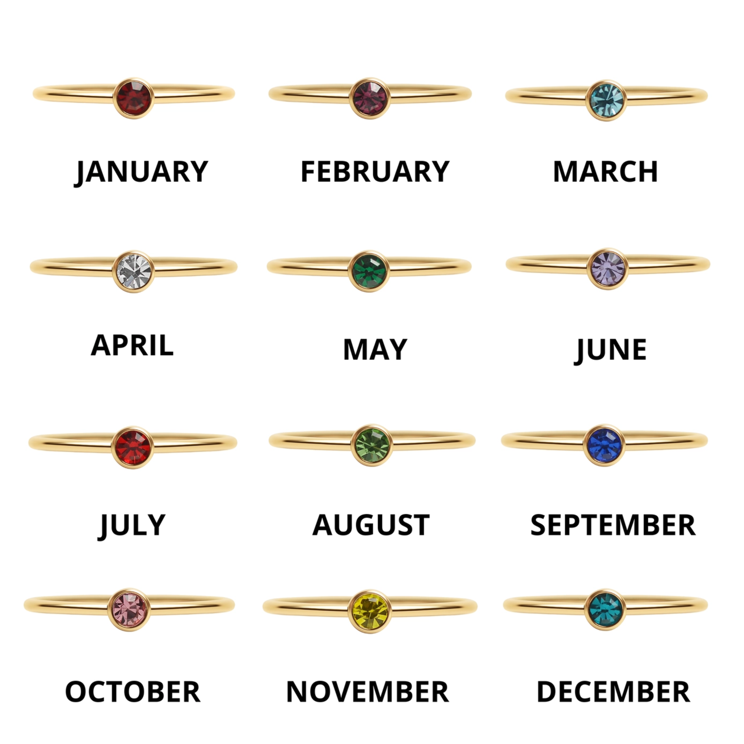 Stainless Steel Birthstone Engravable Stacking Ring (Copy)